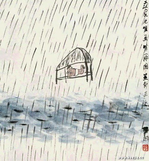 听雨意境绘画图片