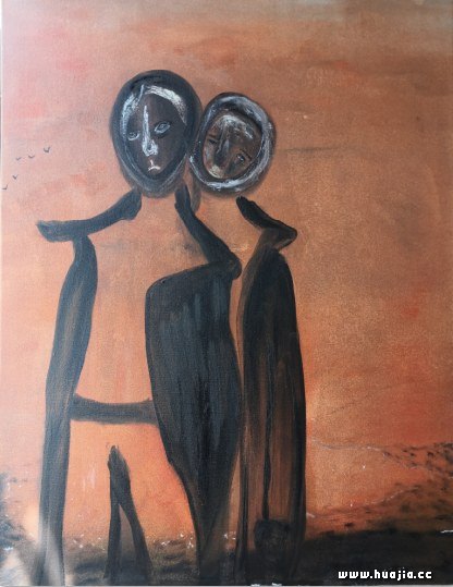 灵遁者爱情油画作品《相依》,深度哲理作品